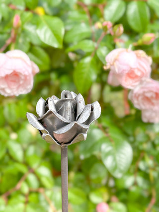 Handcrafted metal rose garden sculpture made from solid steel, Dorset made by Firefly Metalworks
