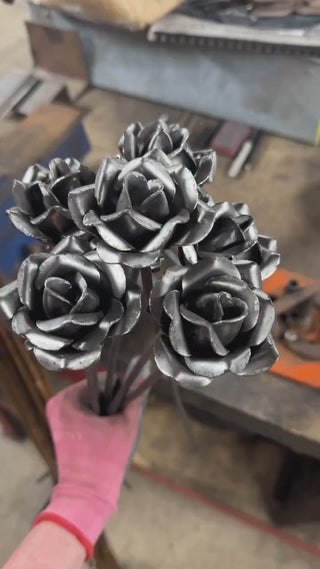 Close-up video of metal rose handmade by Firefly Metalworks in Dorset