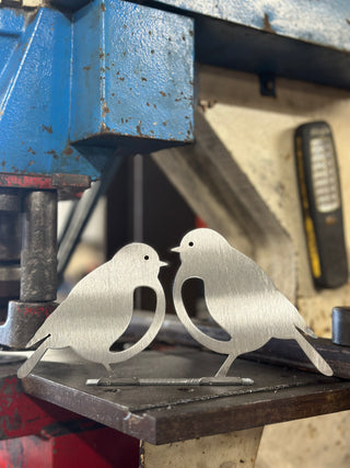 Mr & Mrs Robin steel fence toppers being handcrafted in Dorset workshop - British-made rustic metal garden decor