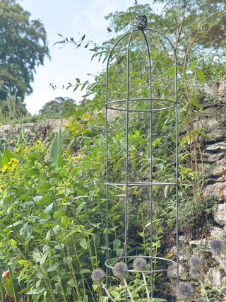 Extra Tall Garden Obelisk Trellis with Decorative Finial - No Assembly Required