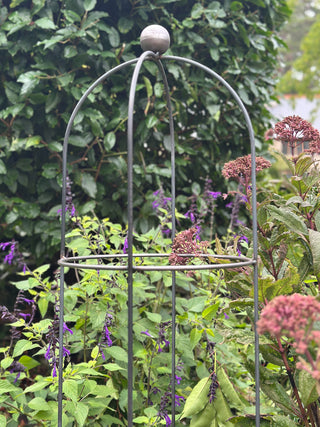 Handmade steel garden obelisk with classic sphere finial, fully welded, UK-made