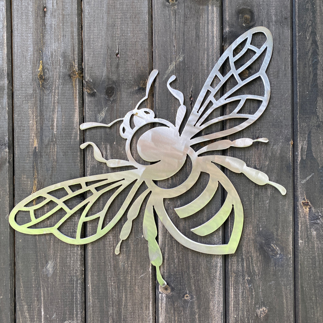 Large metal bee garden art from Firefly Metalworks